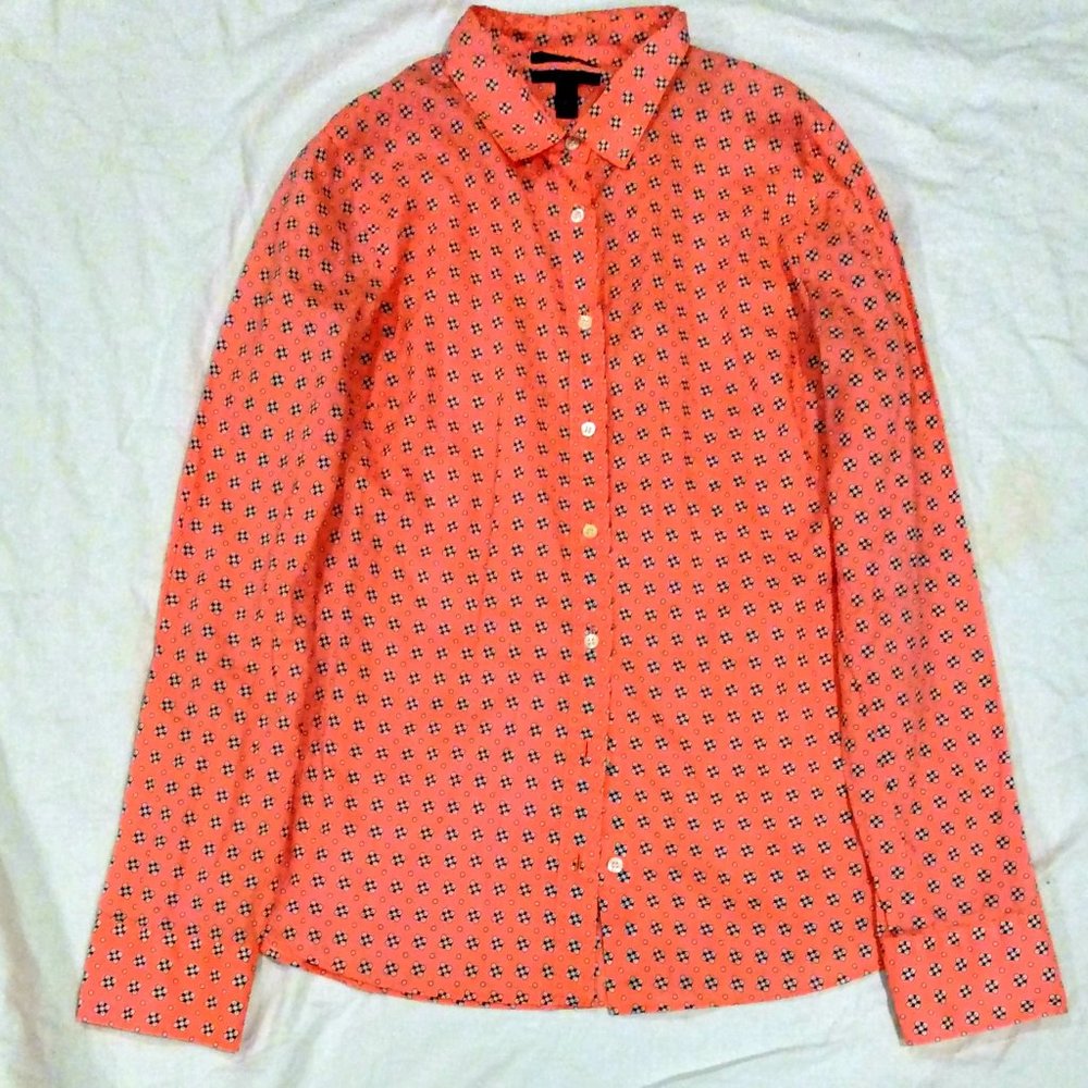 J. Crew "Perfect Fit" Floral Coral Print Shirt